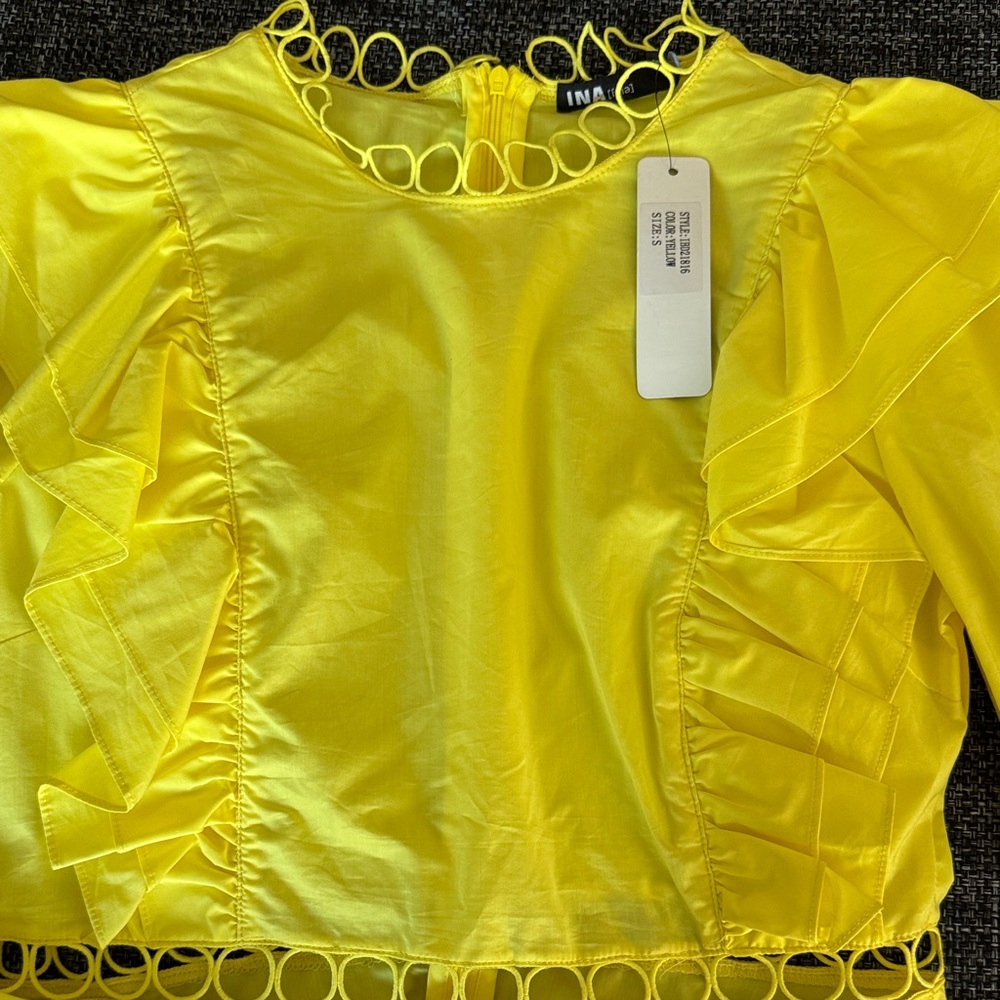 Ina Bright Yellow Ruffle Long-Sleeve Blouse - Picture 5 of 10